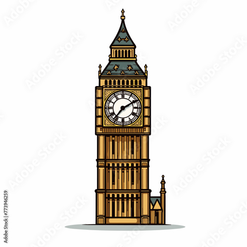 Big Ben hand-drawn comic illustration. Big Ben. Vector doodle style cartoon illustration