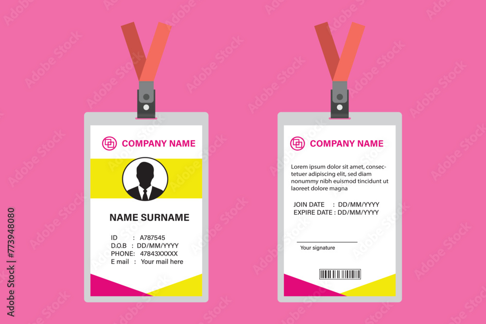 ID Card Design Template. Clean and Modern Employee ID Card Design ...