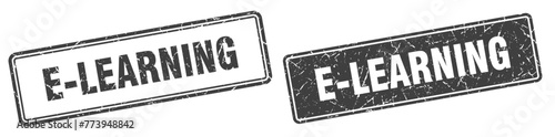 e-learning stamp set. e-learning square grunge sign