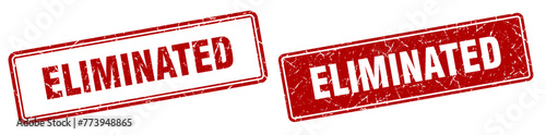 eliminated stamp set. eliminated square grunge sign