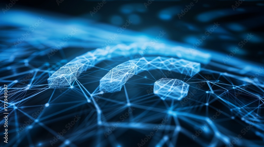 Wireless network and connection abstract data background with wifi symbol - obrazy, fototapety, plakaty 