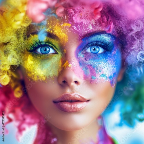 Colorful Hair and Makeup on Woman