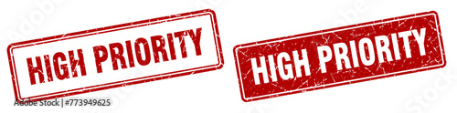 high priority stamp set. high priority square grunge sign