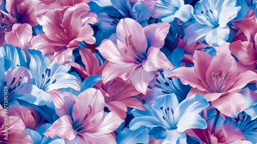 fleurs de lys satinées roses et bleues  photo
