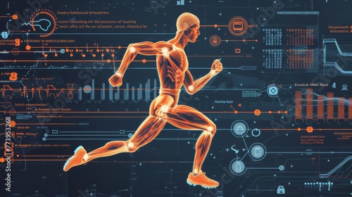 Man Running on Digital Background