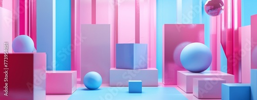 Pink, Blue, and Purple Blocks A Colorful Display for the Month of Love Generative AI