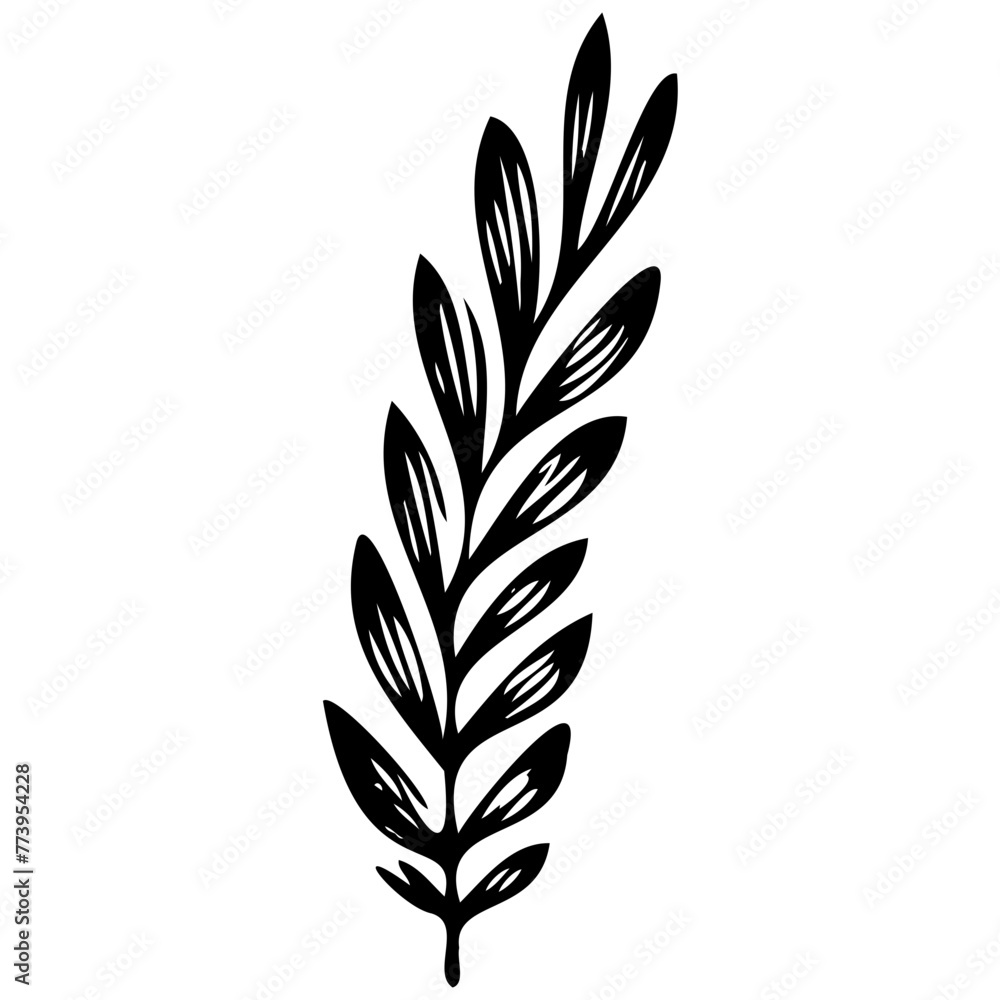 Hand drawn leaves line linear black Strock Symbol visual illustration, handmade leaves - herbs and leaf branches with leaves and flowers vector icon Hand drawn leaves line linear black Strock Symbol visual illustration, handmade leaves - herbs and leaf branches with leaves and flowers vector icon