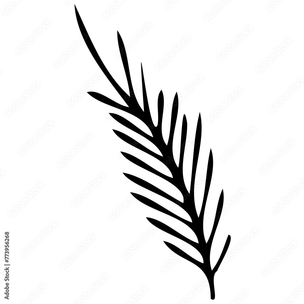 Obraz premium Hand drawn leaves line linear black strock Symbol visual illustration