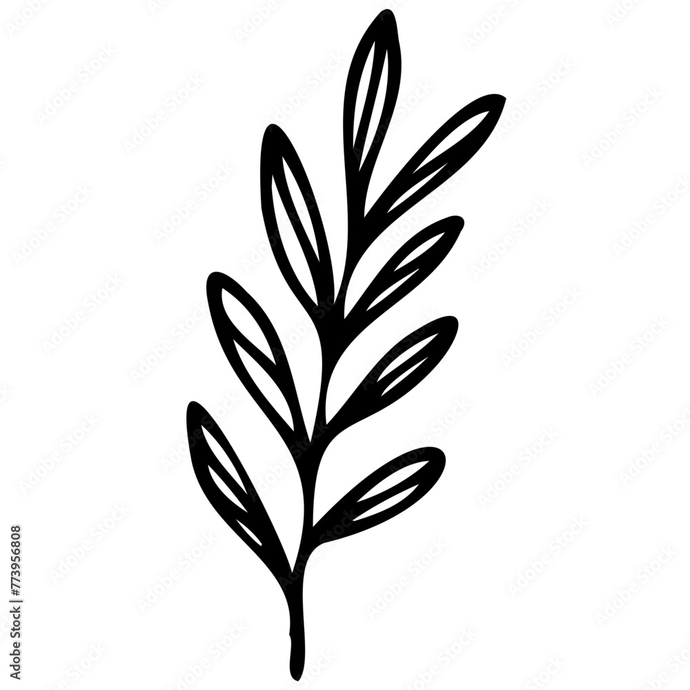 Hand drawn leaves line linear black strock Symbol visual illustration Hand drawn leaves line linear black strock Symbol visual illustration