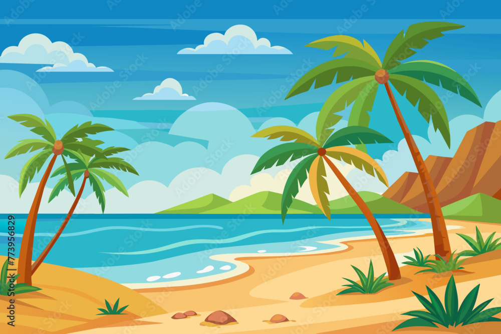 beach background with sand an d palm trees on the side beach background with sand an d palm trees on the side