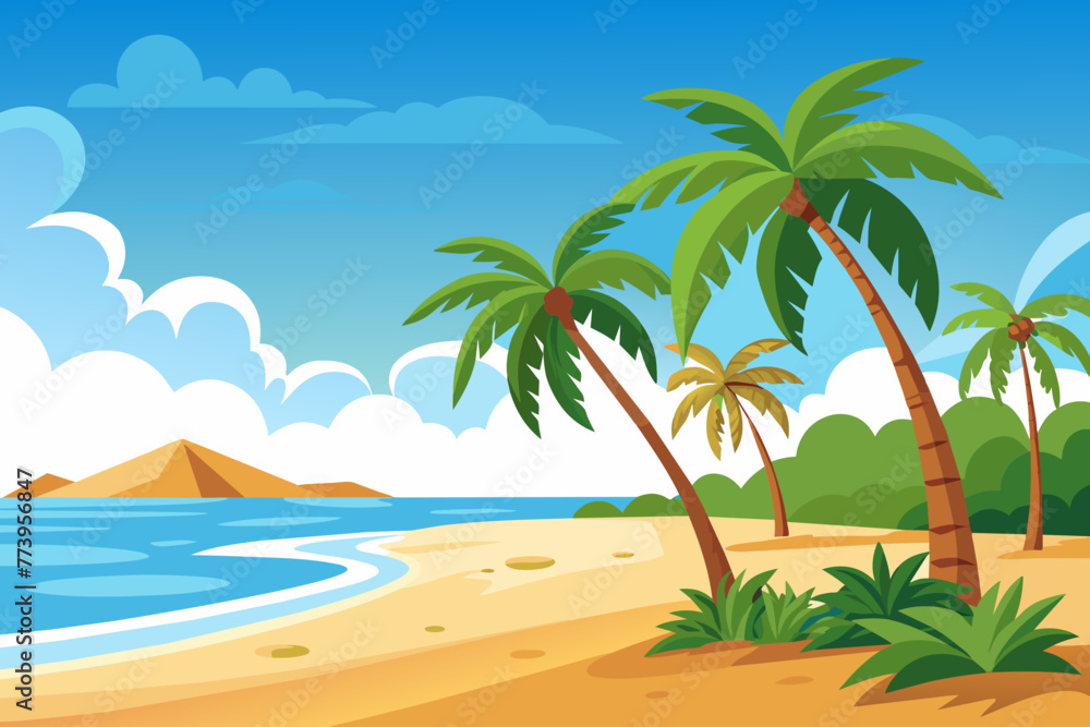beach background with sand an d palm trees on the side beach background with sand an d palm trees on the side