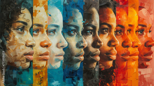 Diverse Women’s Faces Collage - Different Expression Art