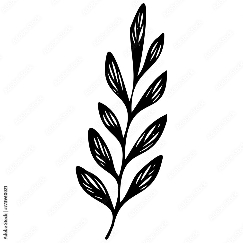 Hand drawn leaves line linear black strock Symbol visual illustration Botanical drawing. Minimal plant logo, meadow greenery, leaf and blooming flower abstract sketch element collection, linear rustic Hand drawn leaves line linear black strock Symbol visual illustration Botanical drawing. Minimal plant logo, meadow greenery, leaf and blooming flower abstract sketch element collection, linear rustic