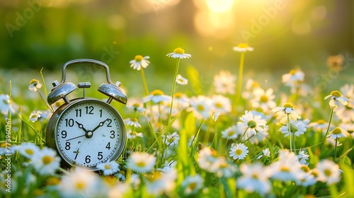 Wallpaper Mural Spring forward. Time change in spring. Daylight saving time. Alarm clock. Generative Ai Torontodigital.ca