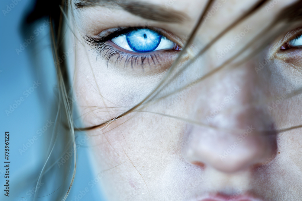 A woman with blue eyes and blonde hair A woman with blue eyes and blonde hair