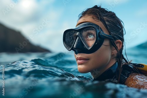 person in the water snorkeling photo