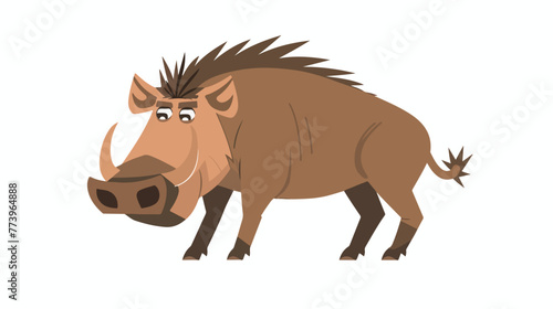 Cartoon warthog on white background flat vector isolated