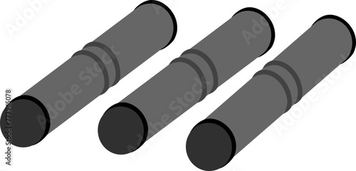 Metal pipes icon. Grey tubes illustration isolated on white background.