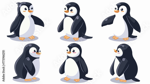 Collection of cartoon penguin isolated on white background