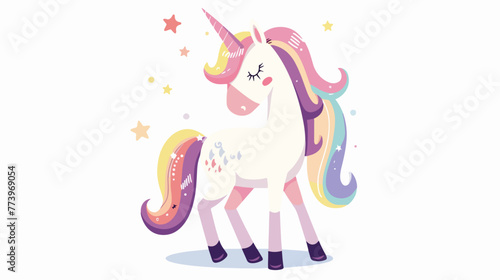 Cute little unicorn vector illustration flat vector