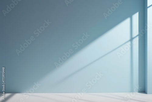 Minimalist Empty Room With Blurred shadow Gentle Lights On Light Blue Wall  Empty Studio Room