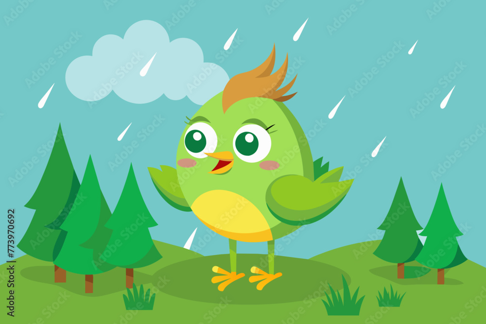 The little bird says, Spring rain is green; look, the grass has turned green The little bird says, Spring rain is green; look, the grass has turned green