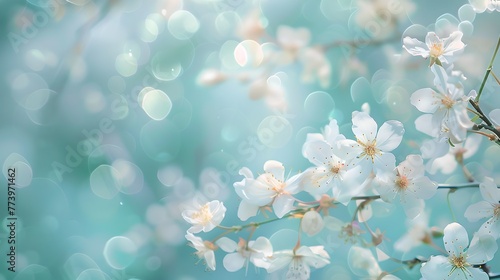 Serene Spring Blossoms, Ethereal Soft Focus, Perfect as Calming Wallpaper or Background Design. AI
