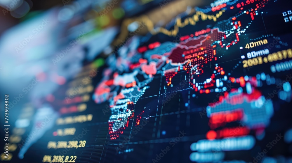 Investing and Trading: Digital Charts and Graphs Reflect modern Market Volatility. Neural network generated image. Investing and Trading: Digital Charts and Graphs Reflect modern Market Volatility. Neural network generated image.