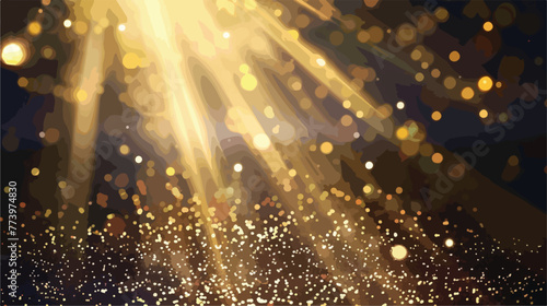 Dark gold glitter sparkles rays lights bokeh festive e