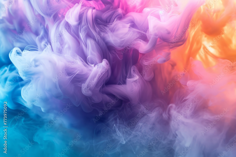 Vivid smoke swirls in the air against a blue background Vivid smoke swirls in the air against a blue background