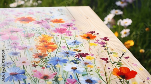 beautiful multi-colored flowers deck on a meadow