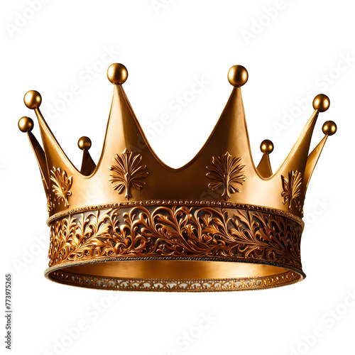 Royal golden crown on transparent background, Generative AI	
 photo