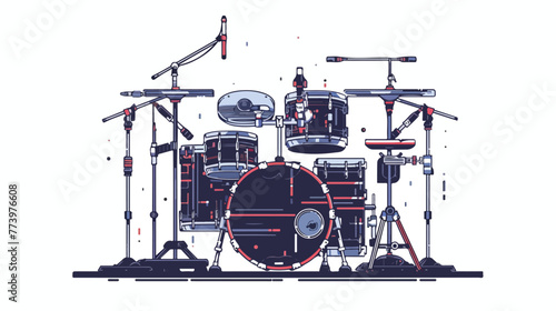 Drum machine isolated line drawing vector illustration