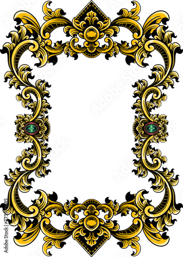 classic ornament vector frame. victorian border monogram ornament leaf decoration engraved retro floral decorative design
