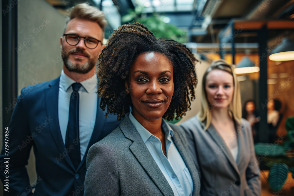 Diverse group of individuals standing side by side in a line, looking towards the camera Diverse group of individuals standing side by side in a line, looking towards the camera
