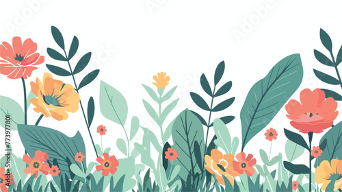 Flora flower plant leaf background flat vector isolated