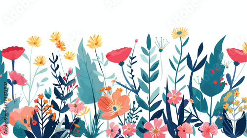 Flora flower plant leaf background flat vector isolated