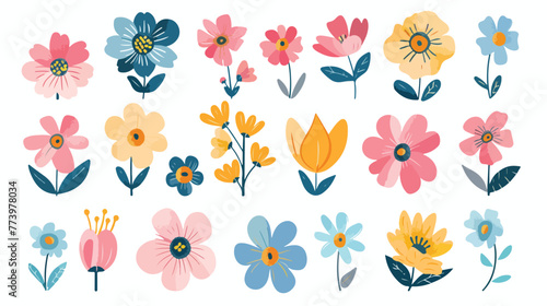 Flower Pattern Series flat vector isolated on white background