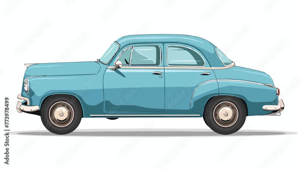 Fully editable vector isolated old funny colored car w