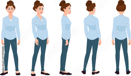  A business woman modelsheet. Businesswoman turn around sheet,