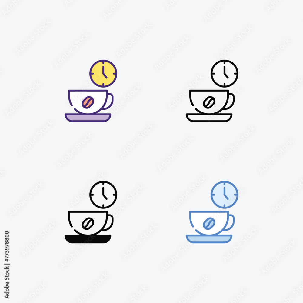 Coffee Break icon in 4 different style vector stock illustration.