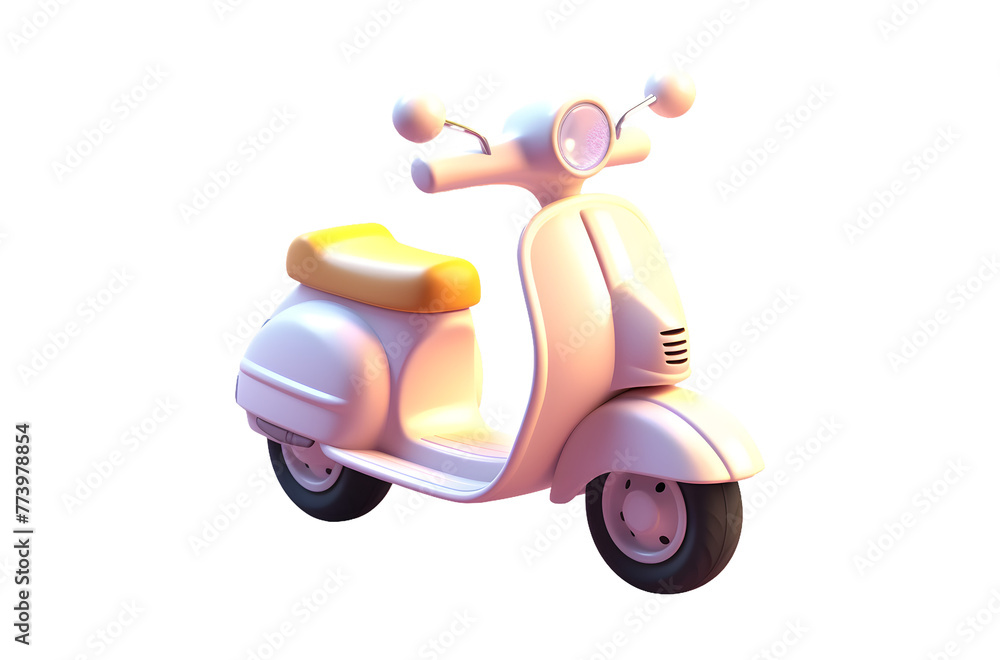 3d pink scooter isolated on white 3d pink scooter isolated on white