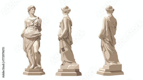Great museum statue flat vector isolated on white background
