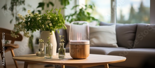 close up living room air purifier