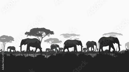 Herd of elephants walks in Amboseli National park Keny photo