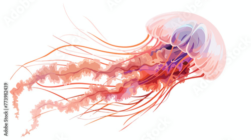 Illustration of a jellyfish flat vector isolated on white
