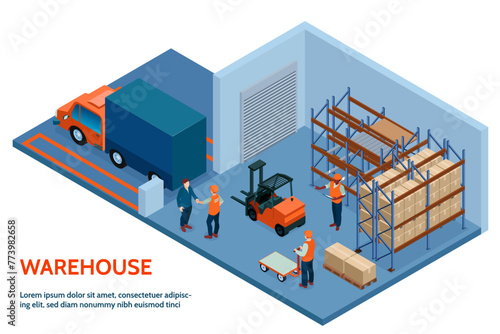 Isometric warehouse landing page template