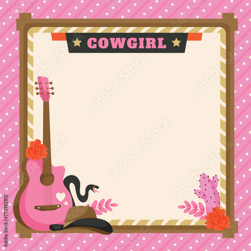 Hand drawn cowgirl background © Macrovector