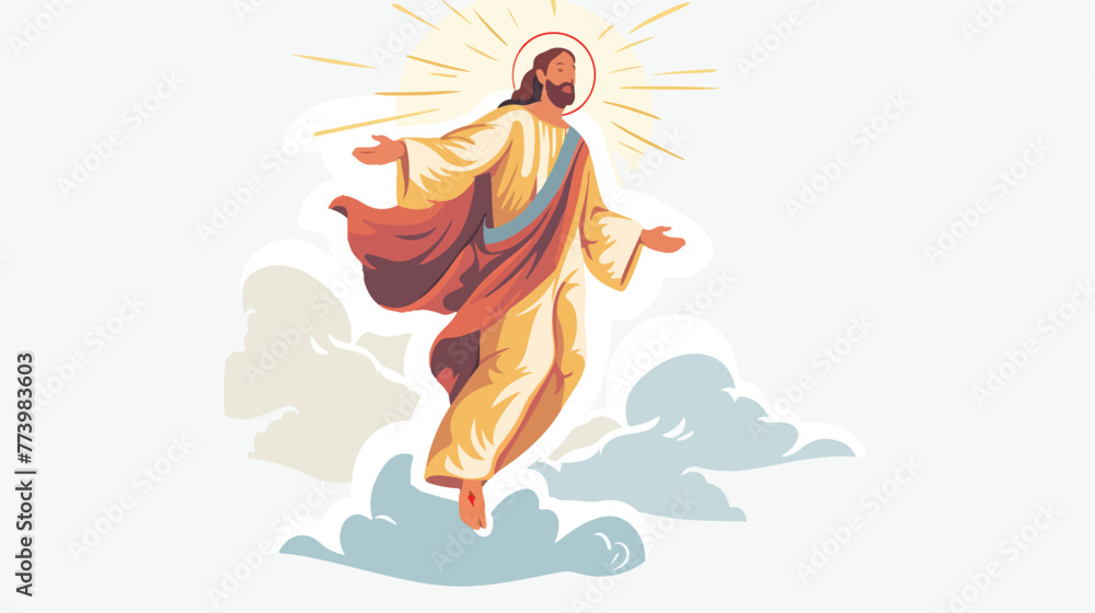 Jesus christ ascension pray line vector flat vector isolated