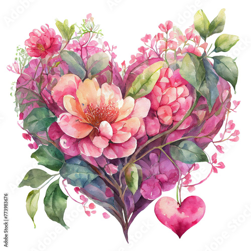 Watercolor Flower Heart Painting With Love